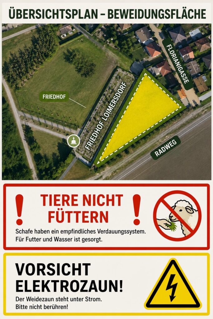 Schafe übernehmen die Grünpflege in Loimersdorf