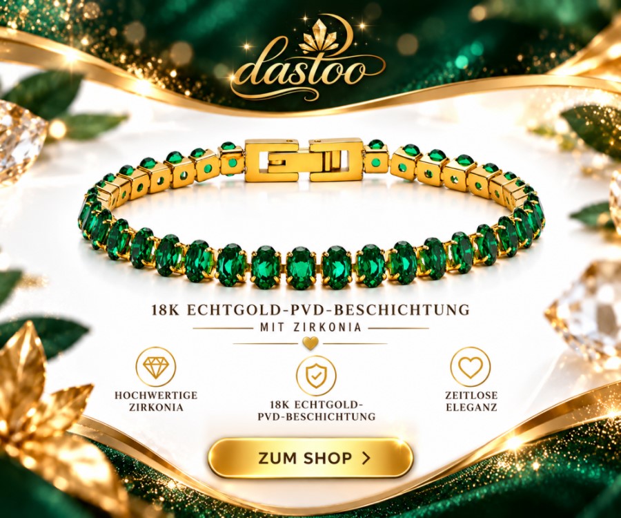Entdecke zeitlose Eleganz mit diesem goldfarbenen Tennisarmband von Dastoo. Die oval geschliffenen grünen Zirkonia sorgen für einen luxuriösen Blickfang. Veredelt mit einer 18K Echtgold-PVD-Beschichtung.